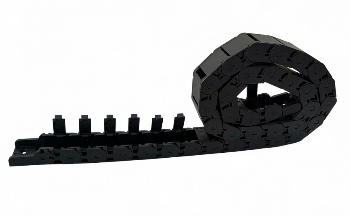 15mm Inner Height Semi-Enclosed Small Drag Chain – Side-Opening Nylon PA66 Cable Carrier with Multiple Bending Radii (R28, R38, R48)