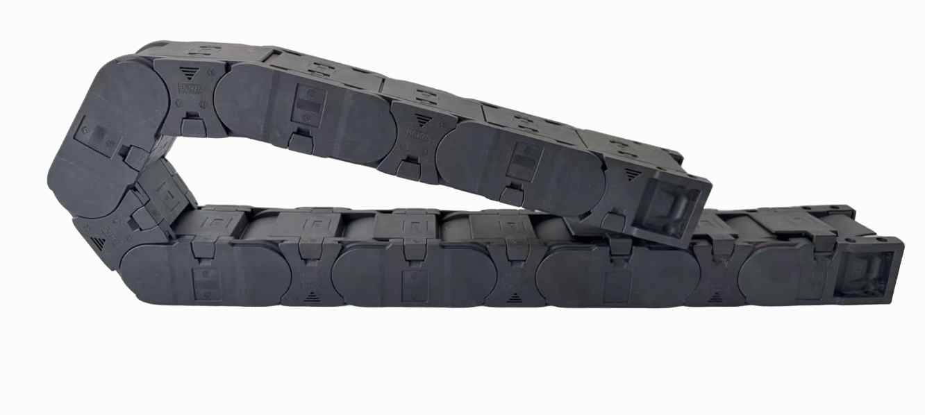 Thick-Walled Enclosed Heavy Duty Cable Carrier (35mm/45mm/55mm) – Side-Opening High-Fiber Nylon Cable Drag Chain with Optional Iron Ties