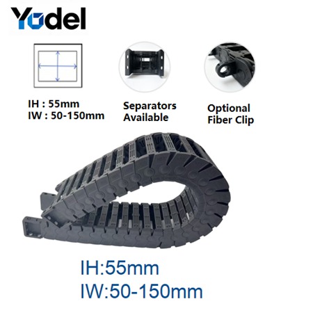 55mm Inner Height Silent Cable Carrier | High-Speed Bridge Type Plastic Cable Drag Chain Track for Precision CNC