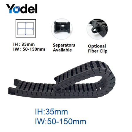 35mm Inner Height Silent Bridge Type Nylon Cable Drag Chain Premium PA66 Low-Noise Flexible Cable Carrier for High-Acceleration CNC & Automation