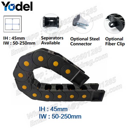 Heavy-Duty Open Bridge Plastic Cable Drag Chain – 30mm, 35mm, 45mm Inner Height Series (Pure PA66 Nylon)