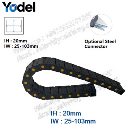 Industrial Enclosed CNC Cable Chain – 20mm & 25mm Inner Height High-Rigidity PA66 Nylon Cable Carrier