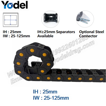 Precision 25mm PA66 Glass-Fiber Plastic Cable Carrier for CNC & Motion Automation
