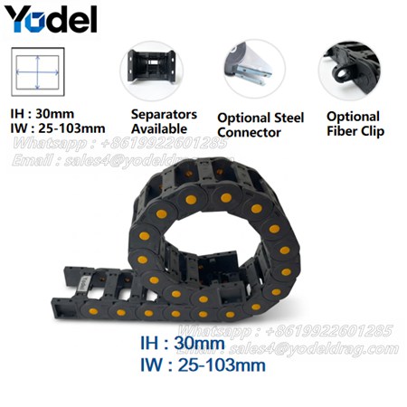 30mm Bridge Type Cable Carrier Chain – Flexible PA66 Nylon Cable Protection System